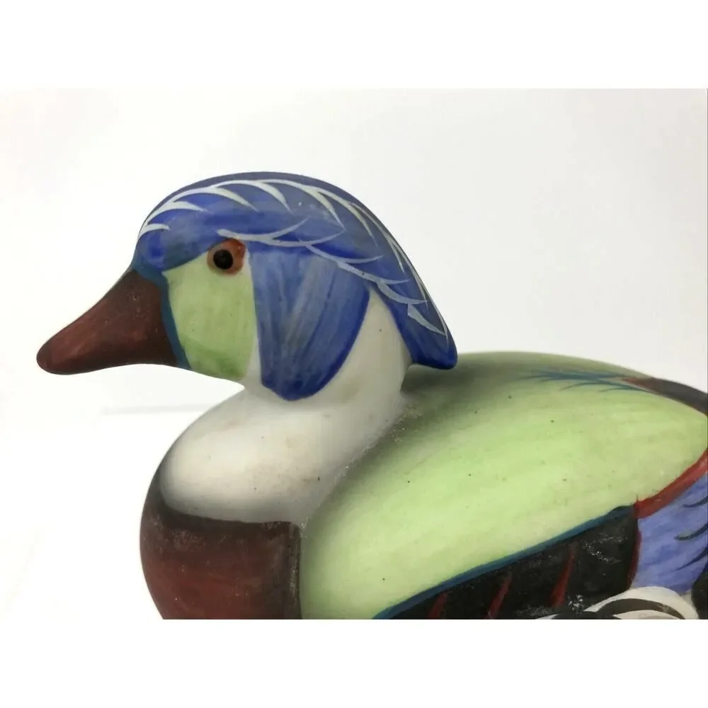 Jasco Mallard Duck Porcelain Lint Remover Brush 1980's Collectible Hand Panted